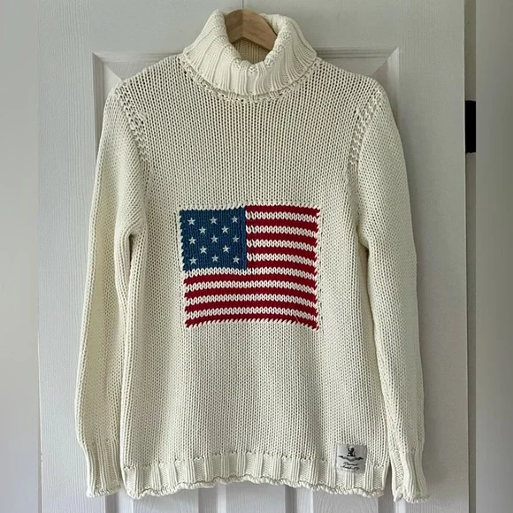 Denimist American Flag Sweater Cotton Chunky Knit Coastal Grandmother S - Picture 4 of 13